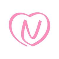 Initial N Love Ribbon Logo vector