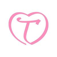 Initial T Love Ribbon Logo vector