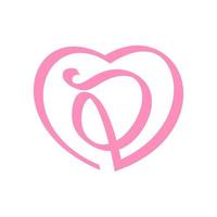 Initial Q Love Ribbon Logo vector