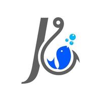 inicial j gancho logo vector