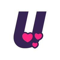 Initial U Love Logo vector