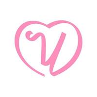 Initial V Love Ribbon Logo vector
