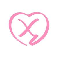 Initial X Love Ribbon Logo vector