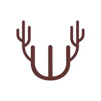 Initial W Deer Horn Logo vector