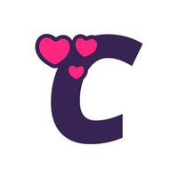 Initial C Love Logo vector