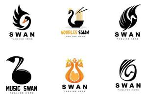 Swan Logo Design, Duck Animal Illustration, Company Brand Template Vector