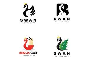 Swan Logo Design, Duck Animal Illustration, Company Brand Template Vector