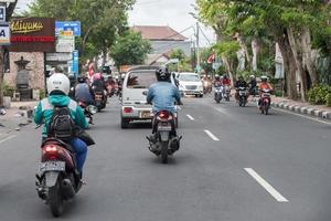 DENPASAR, BALI, INDONESIA - AUGUST 15, 2016 - Indonesia island congested traffic photo