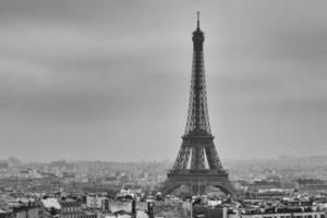 Tour Eiffel at night in black and white photo