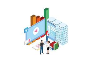 Modern Isometric Smart cloud technology-based online learning Technology Illustration, Suitable for Diagrams, Infographics, Book Illustration, Game Asset, And Other Graphic Related Assets vector