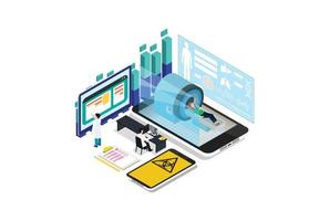 Vector isometric low poly MRI room cutaway icon. Includes MRI scanner and doctors observation room. Suitable for Diagrams, Infographics, Game Asset, And Other Graphic Related Assets