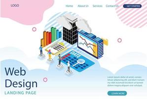 Modern Isometric Web Landing Page Online Banking Illustration, Web Banners, Suitable for Diagrams, Infographics, Book Illustration, Game Asset, And Other Graphic Related Assets vector