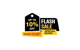 10 Percent FLASH SALE offer, clearance, promotion banner layout with sticker style. vector