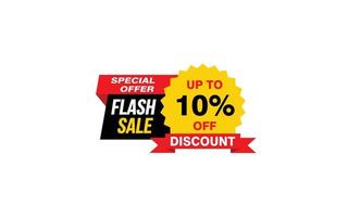 10 Percent FLASH SALE offer, clearance, promotion banner layout with sticker style. vector