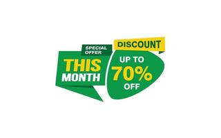 70 Percent THIS MONTH offer, clearance, promotion banner layout with sticker style. vector