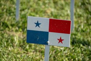 panama flag isolated on green grass photo