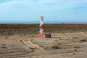 pequeño aeropuerto en patagonia vista aérea desde avión foto