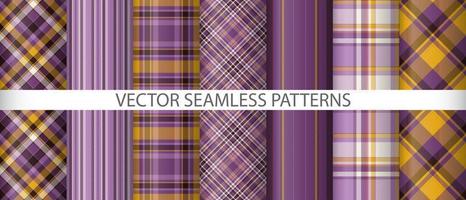 Set textile texture vector. Fabric background check. Tartan pattern plaid seamless. vector