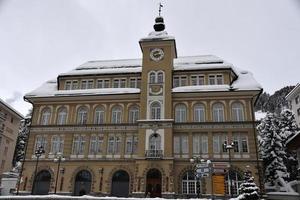 ST MORITZ, SWITZERLAND - DECEMBER 30 2017 - Luxury town crowded of tourists for new years eve photo