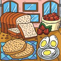 Ramadan Feast Colored Cartoon Illustration vector
