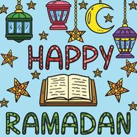 Happy Ramadan Colored Cartoon Illustration vector