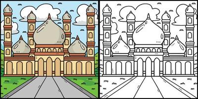 Ramadan Mosque Coloring Page Colored Illustration vector