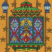 Ramadan Lantern Mandala Colored Cartoon vector