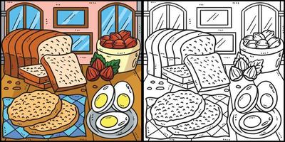 Ramadan Feast Coloring Page Colored Illustration vector