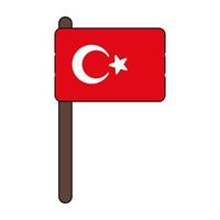 Turkey flag. Cartoon color vector illustration.