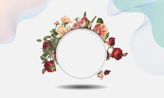 modern style background with watercolor flower add with round frame vector