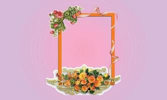 good looking beautiful flower frame wadding  background vector