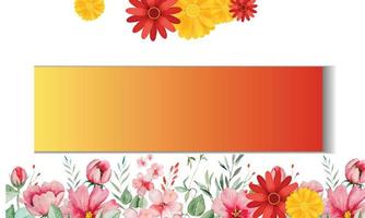 red banner with vector and multi color  flower background