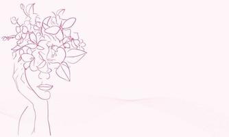 Simple floral woman line sketch background with new style vector