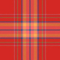 Plaid check pattern in orange and red colors. Seamless fabric texture. Tartan textile print. vector