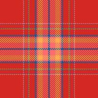 Plaid check pattern in orange and red colors. Seamless fabric texture. Tartan textile print. vector