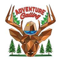 Deer and Nature design vector illustration in low poly style, perfect for t shirt design