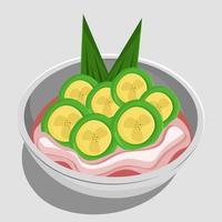 Illustration of ice Pisang Ijo, Traditional Drink for Iftar Flat Vector design