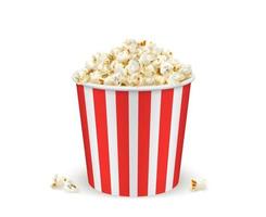 Popcorn bucket, realistic pop corn 3d container vector