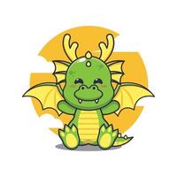 Cute dragon mascot cartoon vector illustration. Vector cartoon Illustration suitable for poster, brochure, web, mascot, sticker, logo and icon.