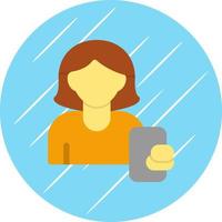 mujer tomando selfie vector icono diseño