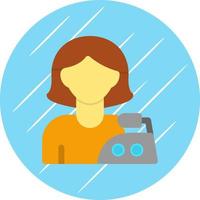 Woman Ironing Clothes Vector Icon Design