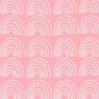 Hand drawn white rainbow on pink background. vector