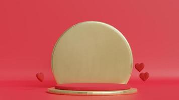 Product showcase 3d red and gold color.Copy space. photo