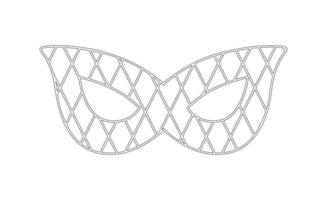 Carnival outine mask vector illustraion. Linear romb decorated face accessory. Masquerade symbol and outfit. Design for coloring page, template, sticker.