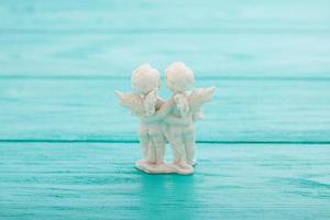 figurines of little angels, valentine's day concept photo