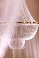 wedding decor beautiful crystal chandelier close up photo