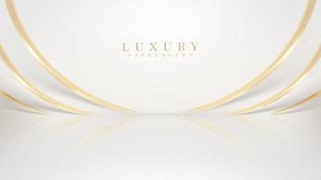 White luxury background with golden curve elements and light effect decoration. vector