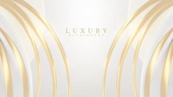 White luxury background with golden curve line element and glitter light effect decoration. vector