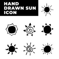 set of hand drawn sun icons vector