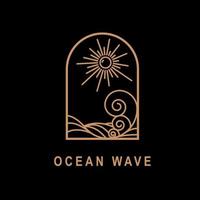 Ocean wave logo line art style design concept vector illustration